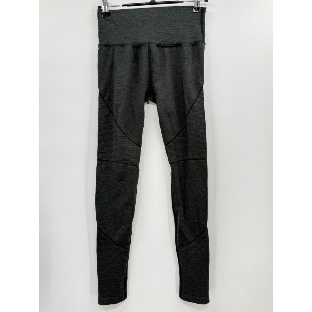Alphalete Medium Leggings Womens Charcoal Grey High Rise Ribbed Moto Performance